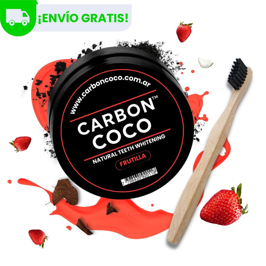 Carbón Coco™ Blanqueador Dental Frutilla + Cepillo de Bambú