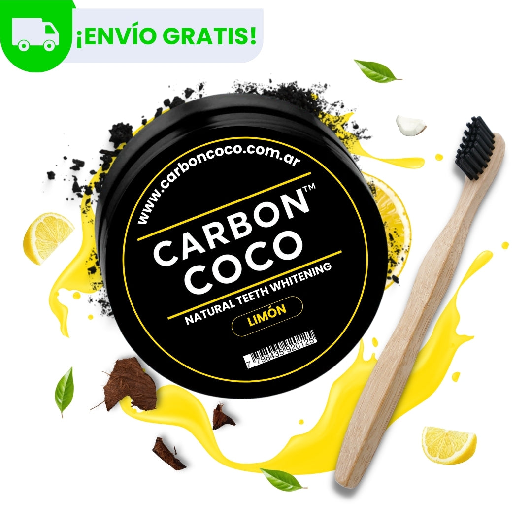 Carbón Coco™ Blanqueador Dental Limon + Cepillo de Bambú