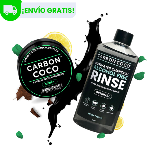 Menta Carbón Coco™ Blanqueador Dental + Carbón Coco™ Enjuague Bucal